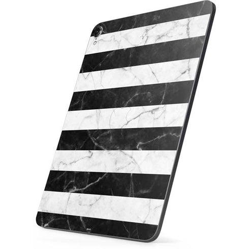 Black and White Striped Marble Apple iPad Pro Skin