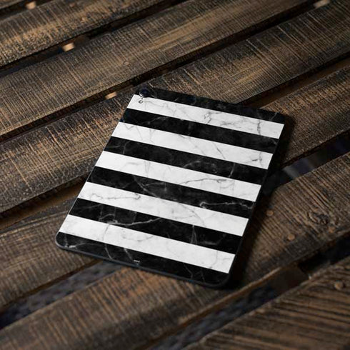 Black and White Striped Marble Apple iPad Pro Skin