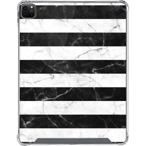 Black and White Striped Marble iPad Cases