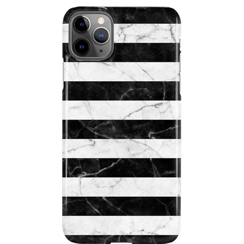 Black and White Striped Marble iPhone Cases
