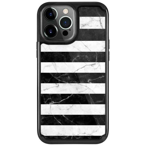 Black and White Striped Marble iPhone Cases