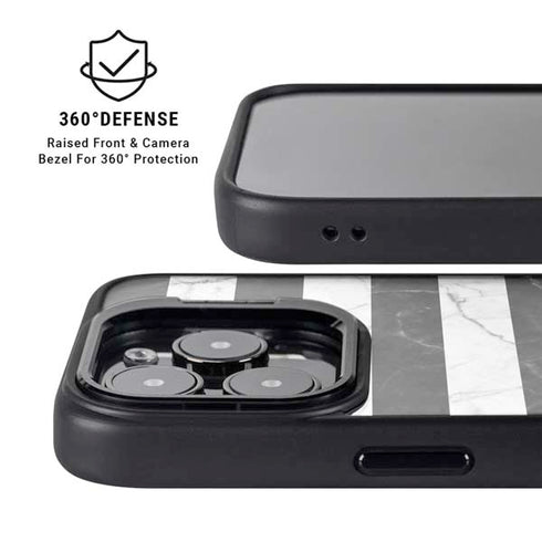 Black and White Striped Marble iPhone 13 Pro Kickstand Case