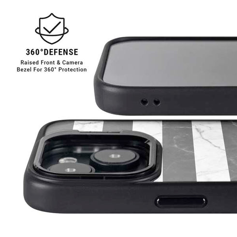 Black and White Striped Marble iPhone 14 Plus Kickstand Case