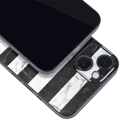 Black and White Striped Marble iPhone Skins