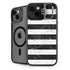 Black and White Striped Marble iPhone 15 Plus Kickstand Case