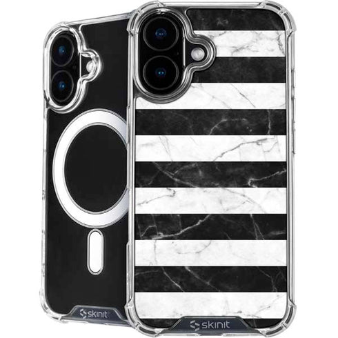 Black and White Striped Marble iPhone 16 MagSafe Case