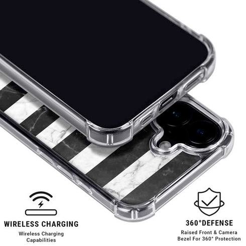 Black and White Striped Marble iPhone 16 MagSafe Case