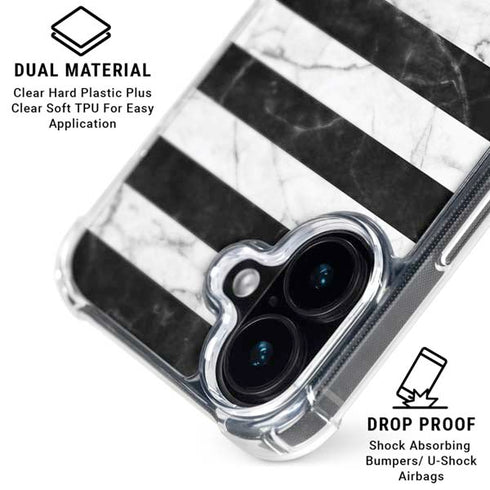 Black and White Striped Marble iPhone 16 MagSafe Case