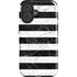 Black and White Striped Marble iPhone 16 Plus Magsafe Impact Case