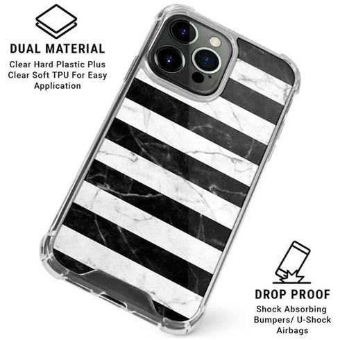 Black and White Striped Marble iPhone 16 Pro Max Clear Case