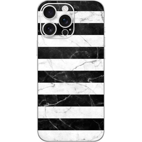 Black and White Striped Marble iPhone 16 Pro Max Skin