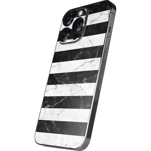 Black and White Striped Marble iPhone 16 Pro Skin