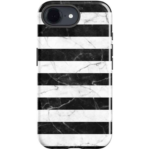 Black and White Striped Marble iPhone 16e Impact Case