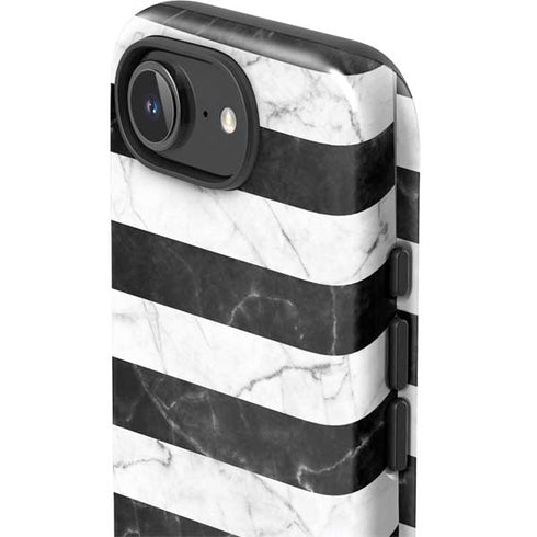 Black and White Striped Marble iPhone 16e Impact Case