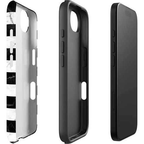 Black and White Striped Marble iPhone 16e Impact Case