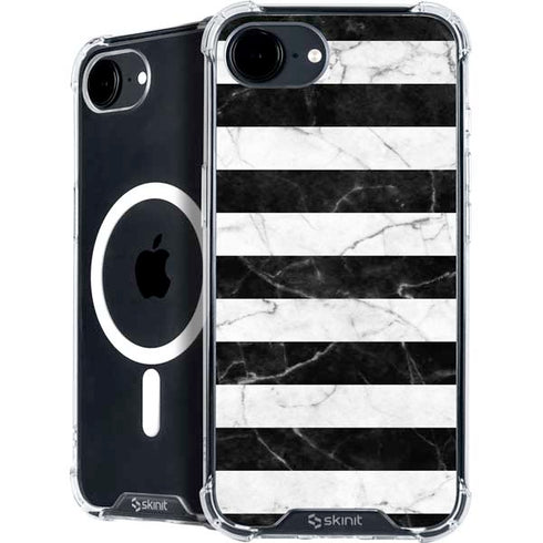 Black and White Striped Marble iPhone 16e MagSafe Case