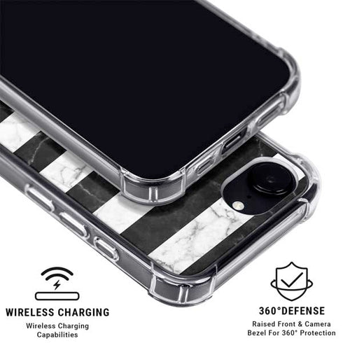 Black and White Striped Marble iPhone 16e MagSafe Case
