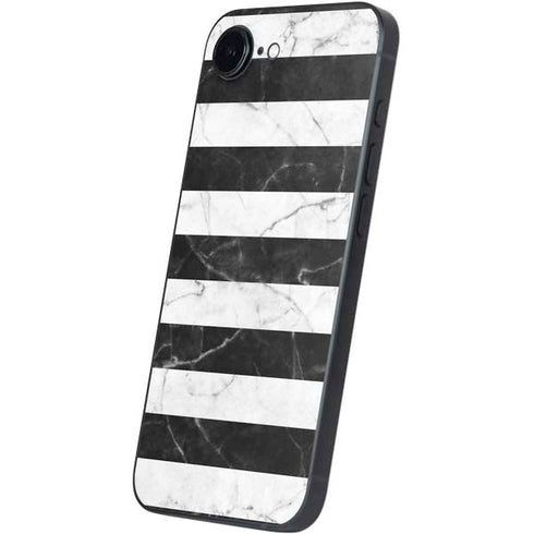 Black and White Striped Marble iPhone 16e Skin