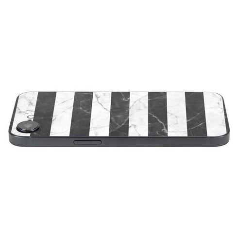 Black and White Striped Marble iPhone 16e Skin