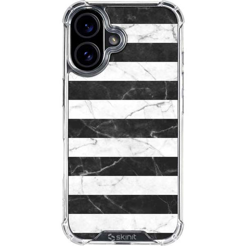 Black and White Striped Marble iPhone 17 Clear Case