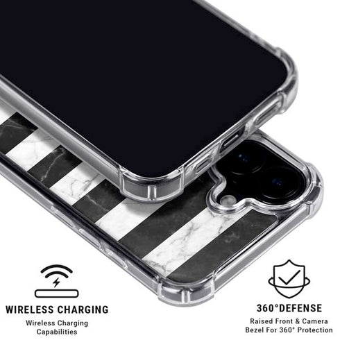 Black and White Striped Marble iPhone 17 MagSafe Case