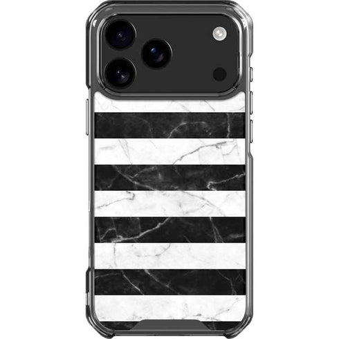 Black and White Striped Marble iPhone 18 Pro Max Clear Case