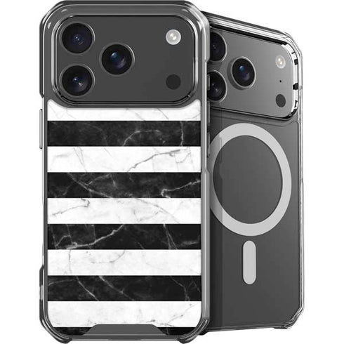 Black and White Striped Marble iPhone 18 Pro Max MagSafe Case