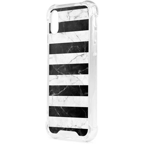 Black and White Striped Marble iPhone XS Clear Case