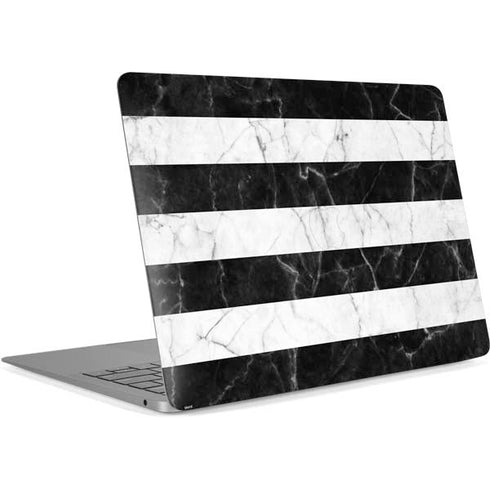 Black and White Striped Marble Apple MacBook Air Skin
