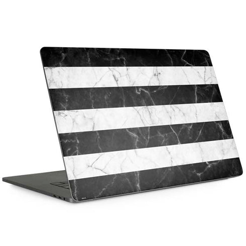 Black and White Striped Marble MacBook Skins