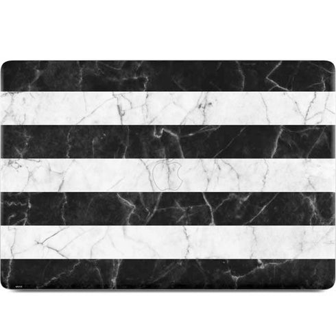 Black and White Striped Marble MacBook Skins