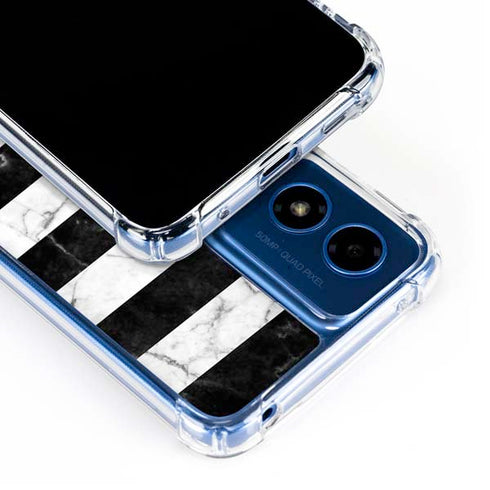 Black and White Striped Marble Moto G 5G (2024) Clear Case