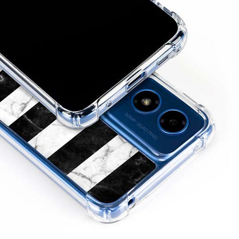 Black and White Striped Marble Moto G Play 4G (2024) Clear Case