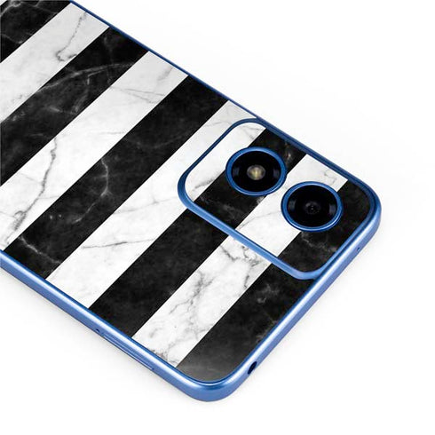 Black and White Striped Marble Moto G Play 4G (2024) Skin