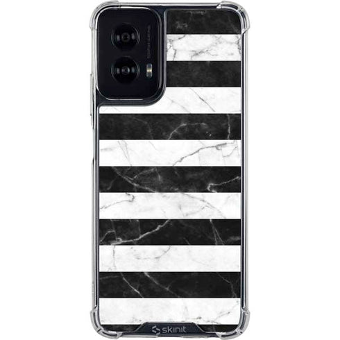 Black and White Striped Marble Moto G Power 5G (2024) Clear Case
