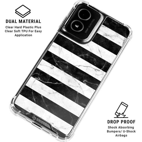 Black and White Striped Marble Moto G Power 5G (2024) Clear Case