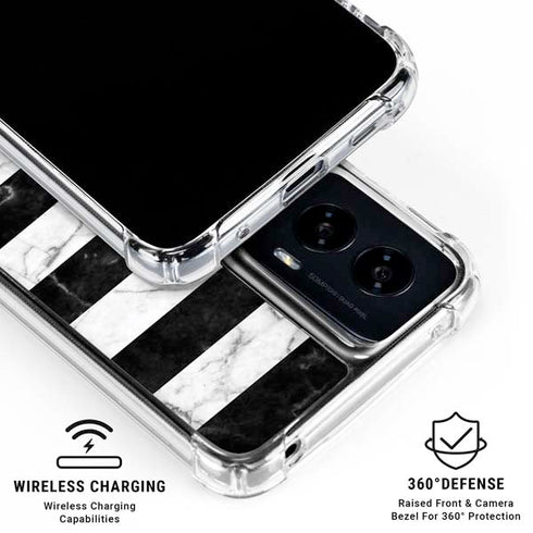 Black and White Striped Marble Moto G Power 5G (2024) Clear Case