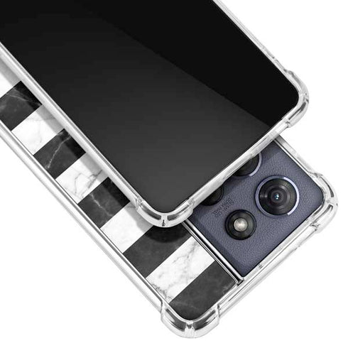 Black and White Striped Marble Moto G Power 5G (2025) Clear Case