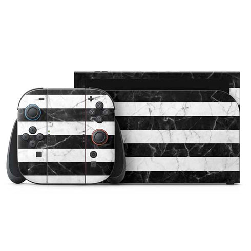 Black and White Striped Marble Nintendo Switch 2 (2025) with Joy-Con Skin
