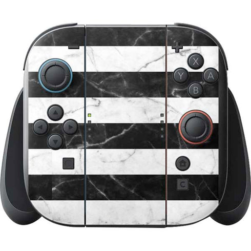 Black and White Striped Marble Nintendo Switch 2 (2025) with Joy-Con Skin