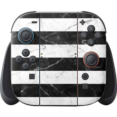 Black and White Striped Marble Nintendo Skins