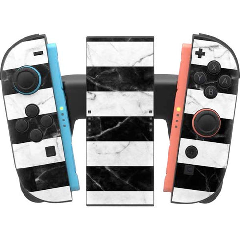 Black and White Striped Marble Nintendo Switch 2 (2025) Joy-Con Controller Skin