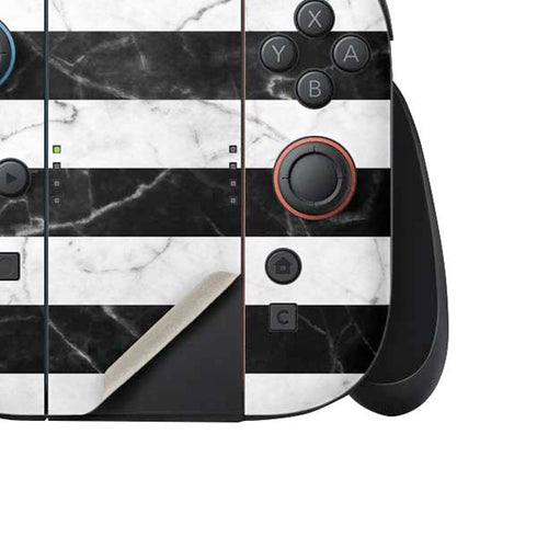 Black and White Striped Marble Nintendo Switch 2 (2025) Joy-Con Controller Skin
