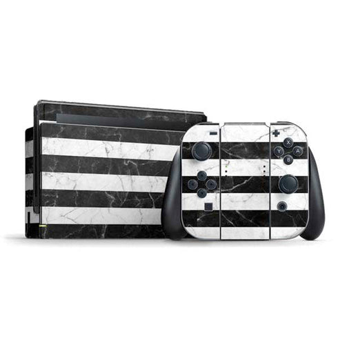 Black and White Striped Marble Nintendo Skins