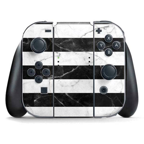 Black and White Striped Marble Nintendo Skins
