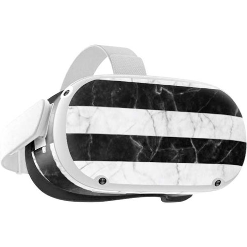 Black and White Striped Marble Oculus Quest 2 Skin