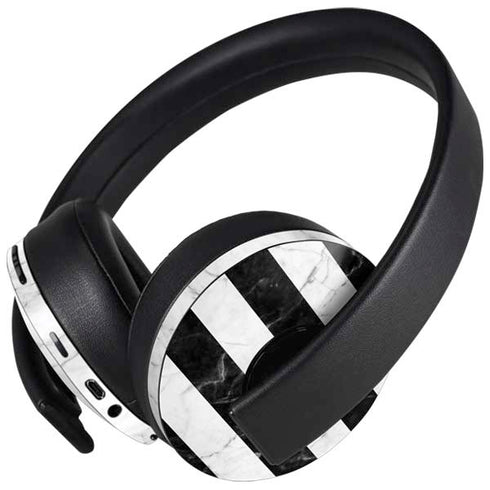 Black and White Striped Marble PlayStation 4 Gold Wireless Headset Skin