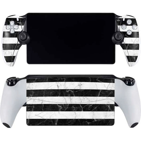 Black and White Striped Marble PlayStation Portal Remote Player Skin
