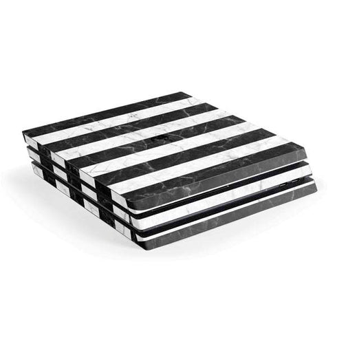 Black and White Striped Marble PlayStation PS4 Skins