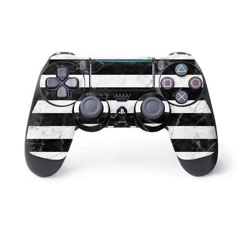 Black and White Striped Marble PlayStation PS4 Skins